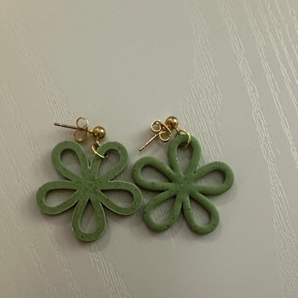 Green Floral Earrings